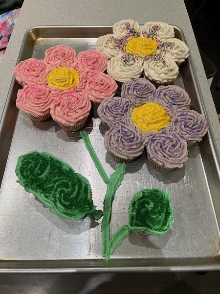 Multiple cupcakes forming a flower