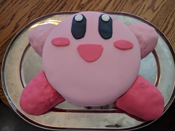 Cake shaped like Nintendo's Kirby